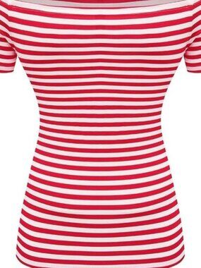 Red and White Fitted Short Sleeve Bodysuit